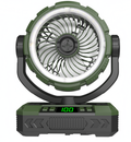 Rugged Outdoor Camping Fan with LED Lantern - High-Velocity Portable Tactical Desk Fan, Smart Digital Display & Power Bank, Heavy-Duty Rechargeable Jobsite Fan (Army Green)