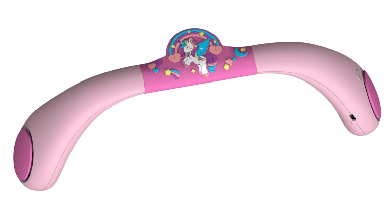 Bladeless Neck Fan for Kids - Portable Rechargeable Hands-Free Wearable Fan, Cute Cartoon Unicorn Rainbow Design with DIY Stickers, Quiet Personalized Cooling Gift for Girls & Toddlers (Sweet Pink)